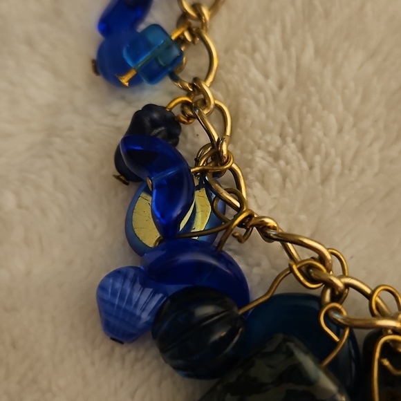 HANDMADE Cobalt Blue Czech Glass Bauble Cha Cha Chain Anklet Bracelet